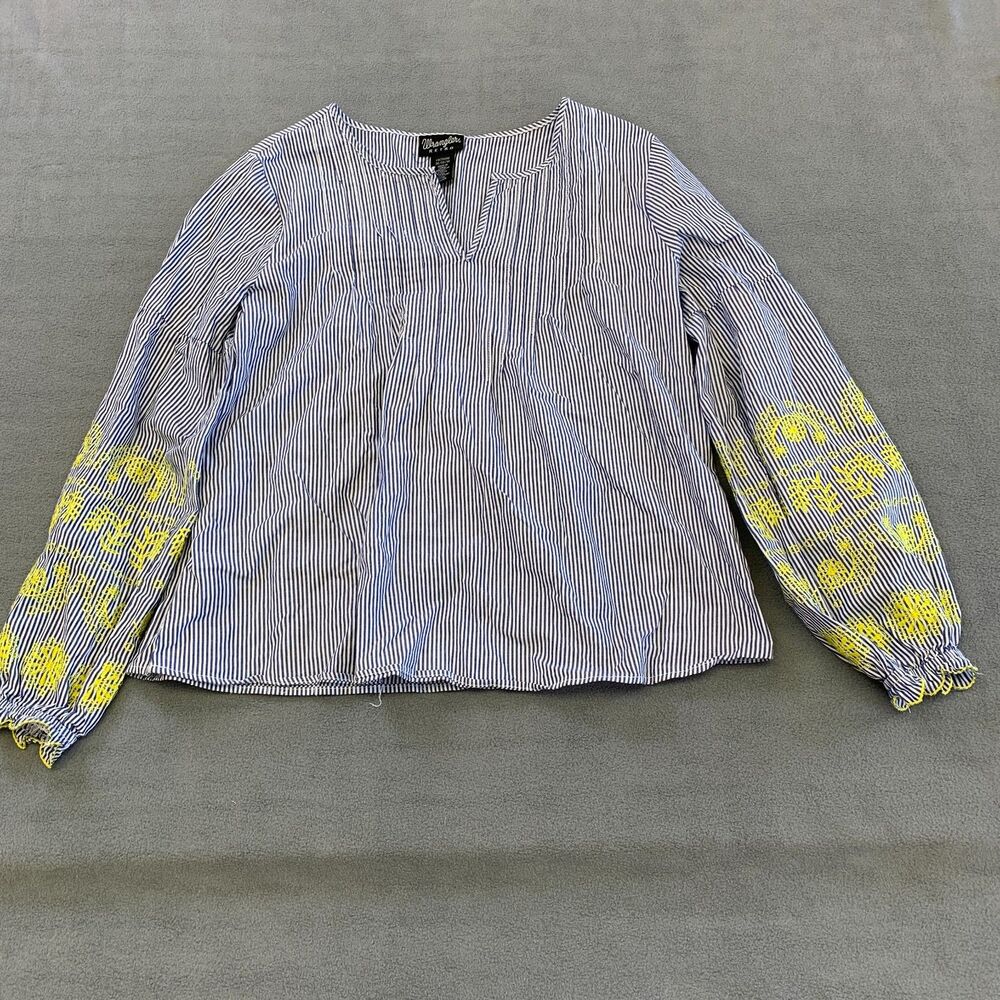 Wrangler Retro Top  Cotton Embroidered Sleeves Size Medium
